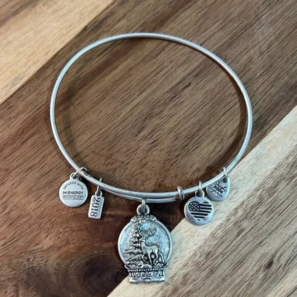 Alex and Ani Jewelry - ⭐ Alex and Ani 2018 Christmas Snow Reindeer Globe Charm Collectible Bracelet